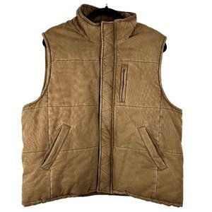 Sundance Women's Canvas Cotton Vest Size L Warm Outdoors Quilted Puffer Cognac
